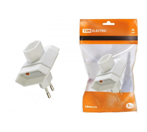 Блок плоский на 3 гнезда 2П 2,5 А 250 B под плоскую вилку белый  SQ1806-0207  TDM