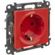 Valena LIFE Розетка сил. Красный 2К+З 16А 250В с з/ш, безвин. заж., с лиц. пан.  753129  Legrand