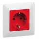 Valena LIFE Розетка сил. Красный 2К+З 16А 250В с з/ш, безвин. заж., с лиц. пан.  753129  Legrand