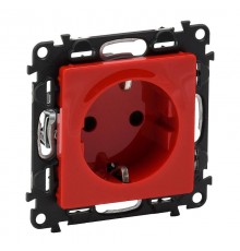 Valena LIFE Розетка сил. Красный 2К+З 16А 250В с з/ш, безвин. заж., с лиц. пан.  753129  Legrand