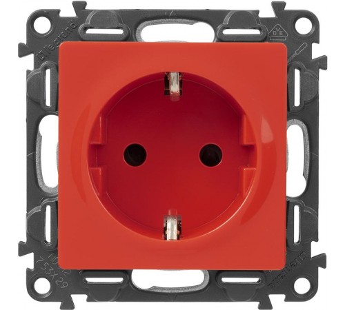 Valena LIFE Розетка сил. Красный 2К+З 16А 250В с з/ш, безвин. заж., с лиц. пан.  753129  Legrand