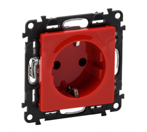Valena LIFE Розетка сил. Красный 2К+З 16А 250В с з/ш, безвин. заж., с лиц. пан.  753129  Legrand