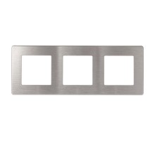 Рамка для розеток и выключателей ЭРА Серия 12 12-5103-03 на 3 поста, Сатин, алюминий  Б0052521  ЭРА