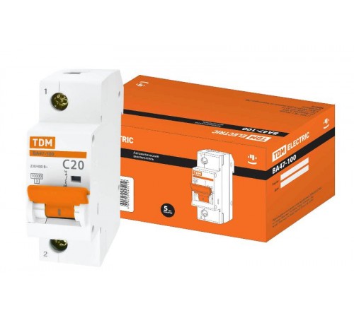 Выключатель автоматический однополюсный ВА47-100 20А C 10кА  SQ0207-0047  TDM