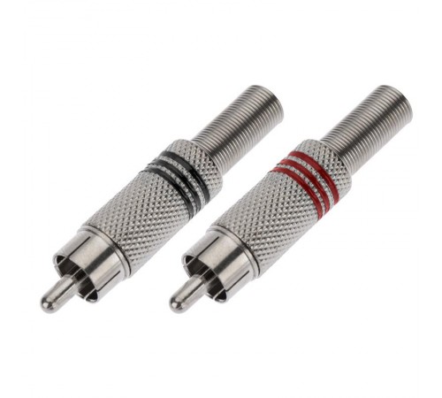 Разъем штекер RCA металл под винт черный/красный  14-0410  REXANT