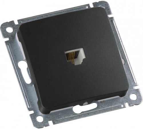 Розетка телефонная скрытой установки, механизм, цвет черный  РСТ-400-08  HEGEL