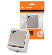 Выключатель 1-кл. с подсветкой открытой установки IP54 10А "Вуокса"   SQ1803-0004  TDM