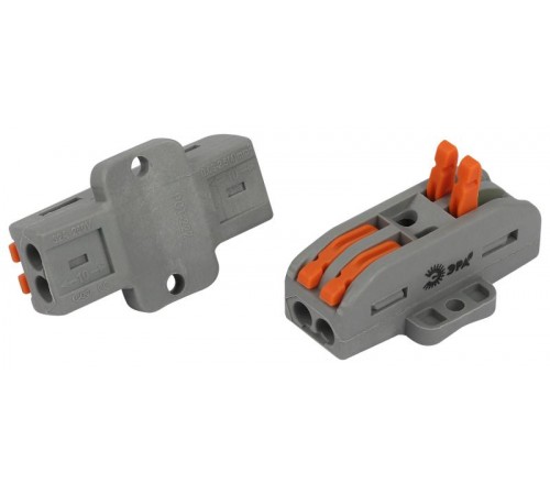 Клемма  NO-225-453 проходная с монтажной площадкой 222-2412Р с рычагами 2 полюса 0.08-2.5/4 мм2 (упаковка 2 шт.)  Б0067942  ЭРА