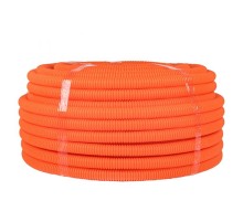 Труба гибкая гофрированная ПНД 25мм с протяжкой Plast (75м) оранжевый  tpnd-25-o  EKF