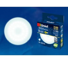 Лампа светодиодная LED-GX53-8W/NW/GX53/FR PLZ01WH LED, матовая. .  UL-00001671  Uniel