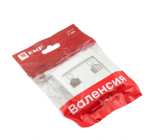 Валенсия лицевая панель розетки RJ-45 2-местная жемчуг EKF PROxima   ESK02-L-035-50   EKF