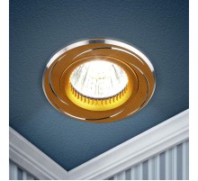 Светильник точечный встраиваемый под лампу KL34 50Вт MR16 золото/хром алюминиевый  C0043821  ЭРА