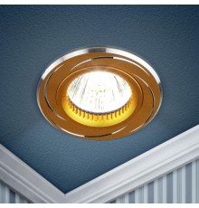 Светильник точечный встраиваемый под лампу KL34 50Вт MR16 золото/хром алюминиевый  C0043821  ЭРА