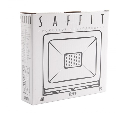 Прожектор светодиодный SFL90-50 2835 SMD 50W 6400K AC220V/50Hz IP65, белый в компактном корпусе, 205*30*160 мм  55073  SAFFIT