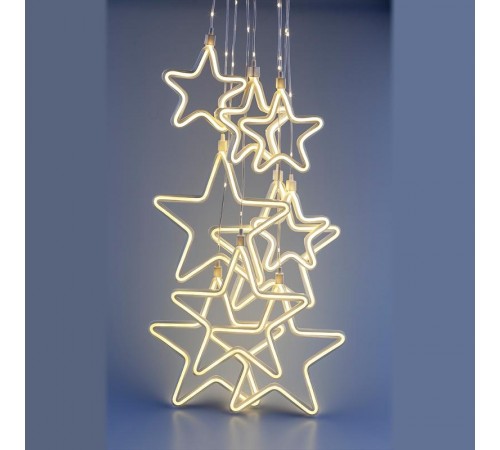 Гирлянда занавес  Неоновые звезды, теплый белый, 2,4 м* 08 м, ЕGNIG - ST  , 220 V,  8 режимов, длина провода 1,5 м, IP2  Б0051877  ЭРА