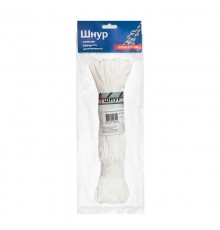 Шнур плетеный ПЭ 3,5 мм, 16-пряд, белый, 50 м  140356  Tech-KREP