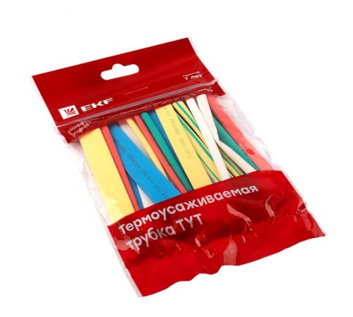 Набор ТУТ нг: 7 цветов по 5шт. Разного диаметра (4/2; 6/3; 8/4; 10/5; 12/6) 100мм. EKF PROxima  tut-n-4-r  EKF