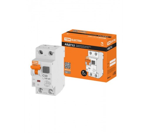 Автоматический выключатель дифференциального тока АВДТ 32 C50 100мА  SQ0202-0034  TDM