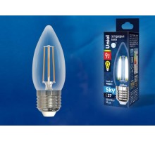 Лампа светодиодная LED-C35-9W/4000K/E27/CL PLS02WH LED. "свеча", прозр. Серия Sky. 4000К .  UL-00005163  Uniel