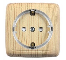 Розетка открытой установки, одноместная, с заземляющим контактом, с монтажной пластиной, цвет сосна  РА16-175-02  HEGEL