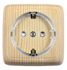 Розетка открытой установки, одноместная, с заземляющим контактом, с изолирующей пластиной, цвет сосна  РА16-173-02  HEGEL