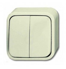 Выключатель 2-клавишный, для открытого монтажа, IP44, серия Busch-Duro 2000 AP, цвет слоновая кость  1042-0-0639  2CKA001042A0639  ABB