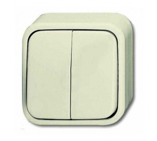 Выключатель 2-клавишный, для открытого монтажа, IP44, серия Busch-Duro 2000 AP, цвет слоновая кость  1042-0-0639  2CKA001042A0639  ABB