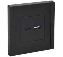 FORTE&PIANO Розетка USB A+C 18Вт FP151 черный  FP-U22-018-K02  IEK