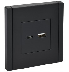 FORTE&PIANO Розетка USB A+C 18Вт FP151 черный  FP-U22-018-K02  IEK
