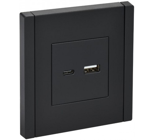 FORTE&PIANO Розетка USB A+C 18Вт FP151 черный  FP-U22-018-K02  IEK
