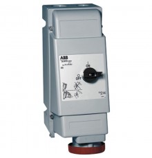 Розетка для тяжелых условий с выключателем и механической блокировкой 363MVS6WH, 63A, 3P+E, IP67, 6ч  2CMA162836R1000  ABB