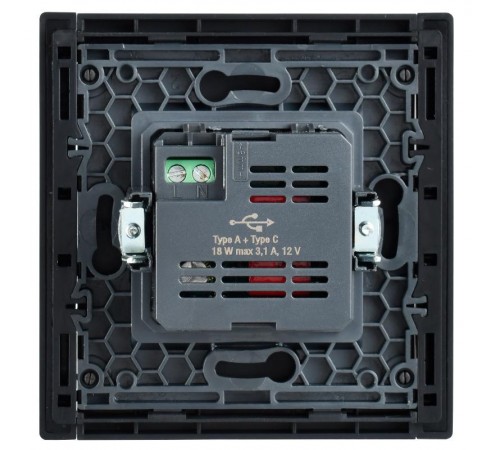 FORTE&PIANO Розетка USB A+C 18Вт FP151 черный  FP-U22-018-K02  IEK