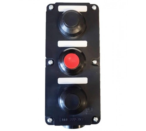 ПКЕ 222-3 У2, 10А, 660В, 3 элемента, чёрный и красный цилиндр (с протектором), накладной, IP54, пост управления  (ЭТ)  ET012027  Электротехник