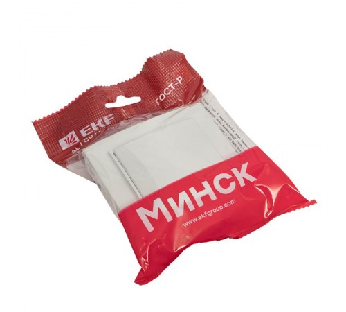 Минск Розетка 1-местная СП с заземлением и крышкой 16А белая с защ. штор. EKF Basic  ERR16-029-100  EKF