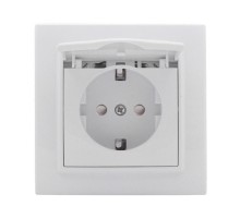Минск Розетка 1-местная СП с заземлением и крышкой 16А белая с защ. штор. EKF Basic  ERR16-029-100  EKF