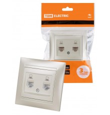 Розетка компьютерная двойная RJ45 перламутр "Лама"  SQ1815-0855  TDM