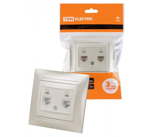Розетка компьютерная двойная RJ45 перламутр "Лама"  SQ1815-0855  TDM