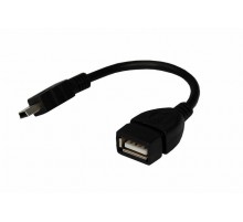 USB кабель OTG mini USB на USB шнур 0.15 м черный  18-1181  REXANT