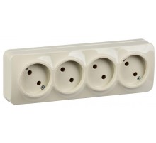 РС24-2-ХК Розет. 4-ая без з/к о/у 10А GLORY кремовый  ERH40-K33-10  IEK