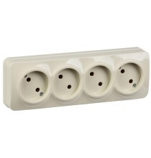 РС24-2-ХК Розет. 4-ая без з/к о/у 10А GLORY кремовый  ERH40-K33-10  IEK