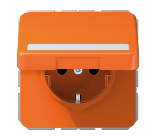 Штепсельная розетка SCHUKO 16A 250V~ с полем для надписи и защитой от влажности; оранжевая  CD1520BFNAKLO  Jung