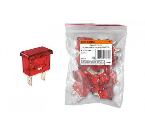 Лампа YL238-02 сигнальная красная неон 230В   SQ0702-0081  TDM