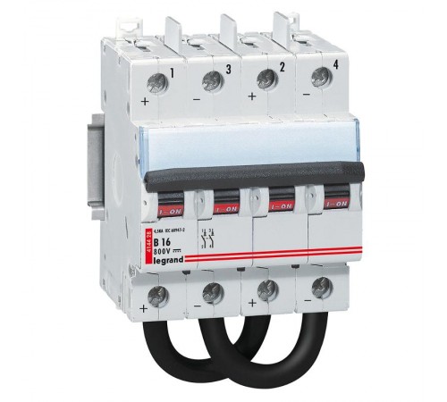 Выключатель автоматический двухполюсный DX3 DC 16А B 4,5кА (4 мод)  414428  Legrand