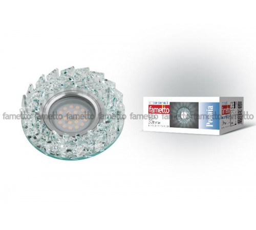 Светильник декор.встр "Peonia" DLS-P108 GU5.3 CHROME/CLEAR GU5.3. арматура металл, хром, / стекл, прозр  10636  Fametto