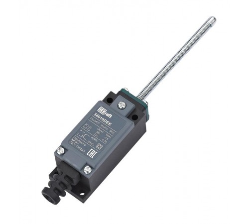 Концевой вык. пласт. 1НО1НЗ Пружинный рычаг с пластиковым наконечником  34019DEK  DEKraft