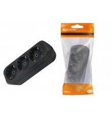 Колодка розеточная 3 гнезда 2П+3 16А 250В черная  SQ1806-0113  TDM