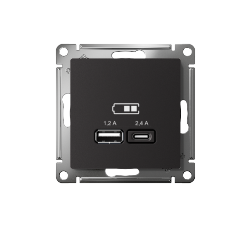 AtlasDesign Карбон USB Розетка A+С, 5В/2,4А, 2х5В/1,2 А, механизм  ATN001039  SE