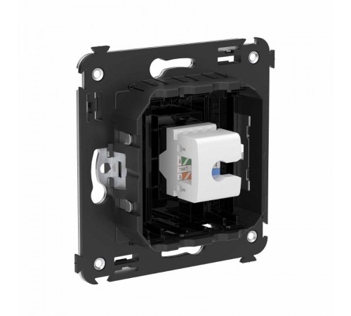 Компьютерная розетка RJ-45 без шторки в стену, кат.6 одинарная, "Avanti", "Черный квадрат"  4402693  DKC