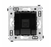 Компьютерная розетка RJ-45 без шторки в стену, кат.6 одинарная, "Avanti", "Черный квадрат"  4402693  DKC