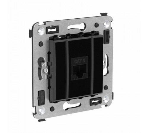 Компьютерная розетка RJ-45 без шторки в стену, кат.6 одинарная, "Avanti", "Черный квадрат"  4402693  DKC